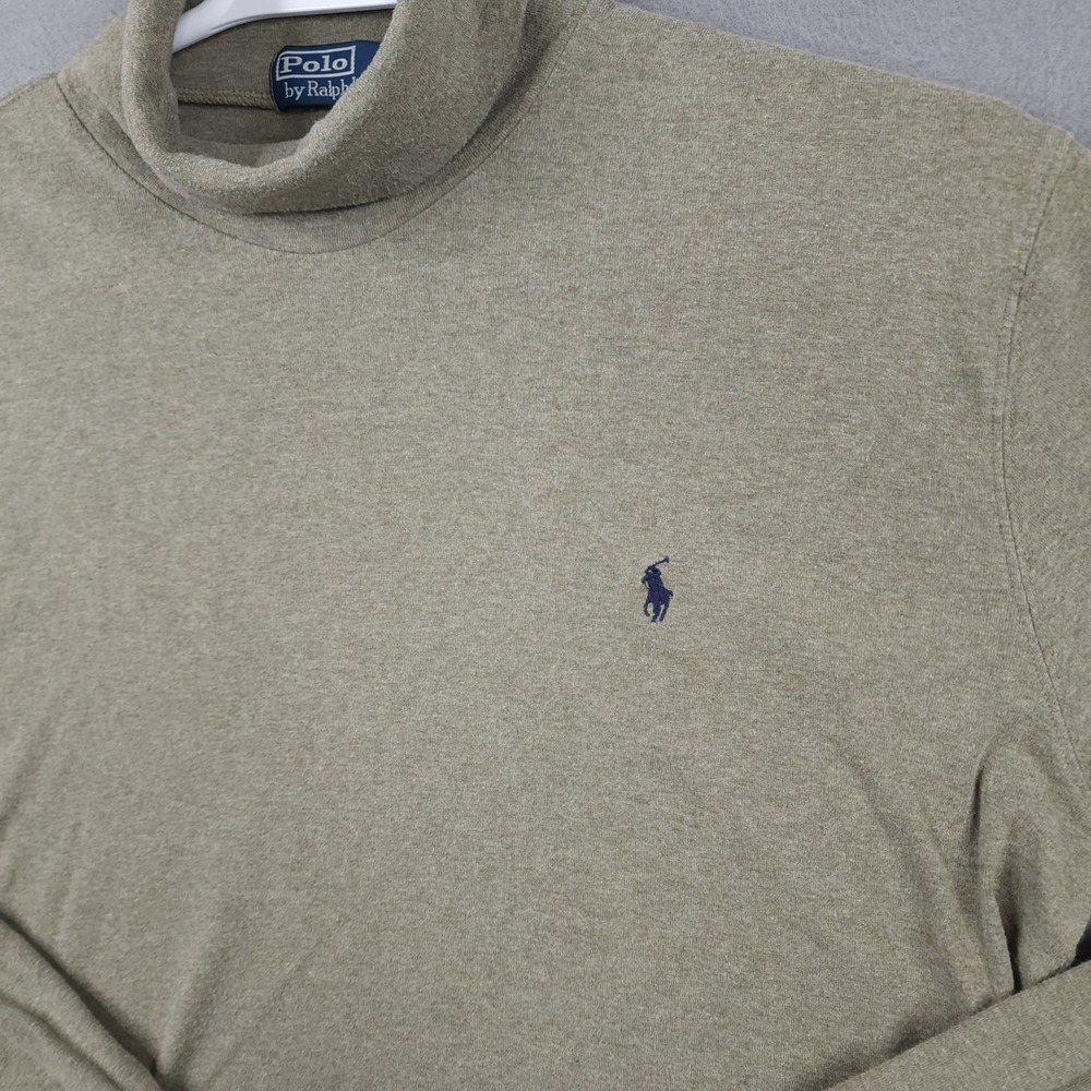 Polo Ralph Lauren Mens Large Olive Green Long Sleeve Turtleneck Pullover Sweater - Picture 2 of 11